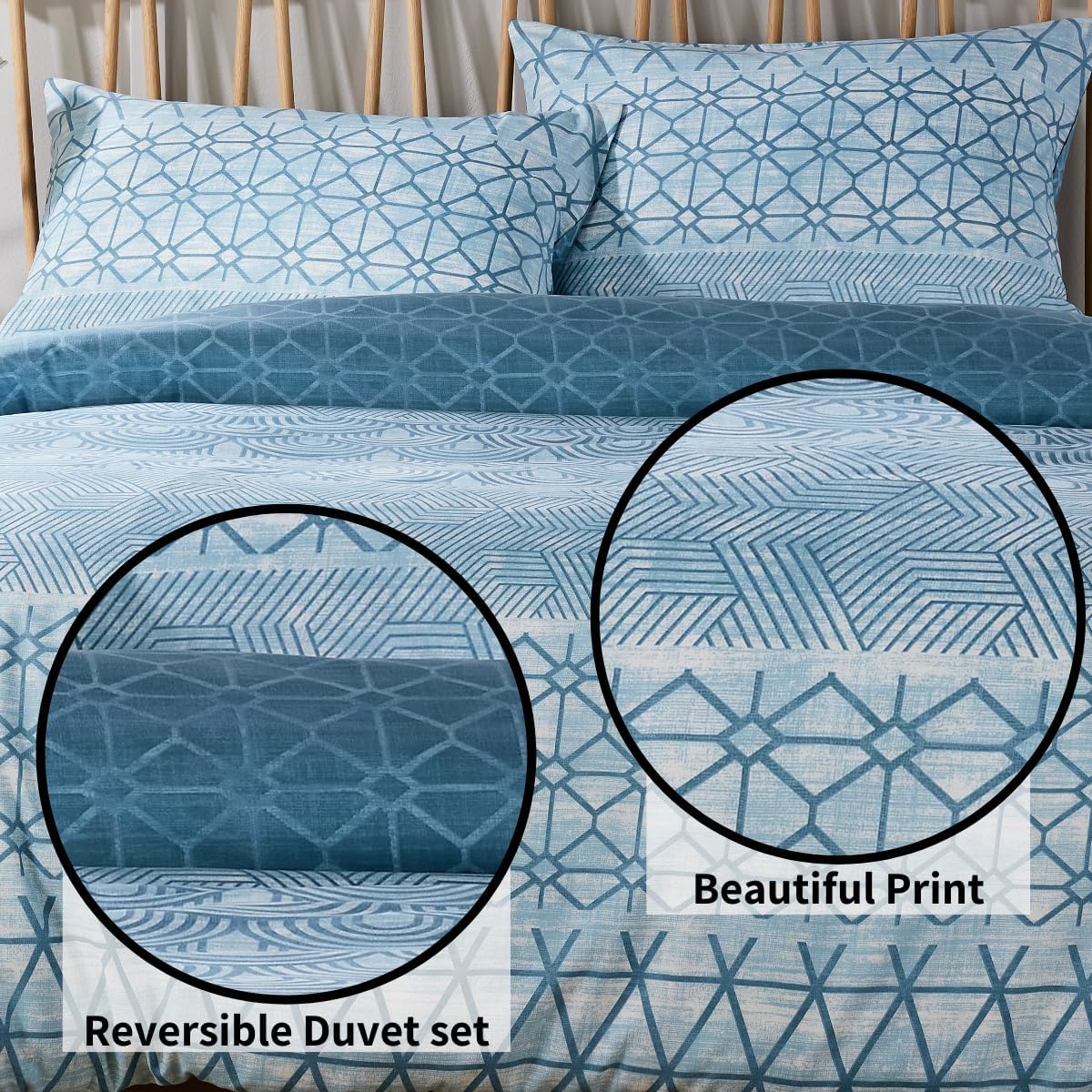 Versailles Teal Elegant Printed Duvet Cover Set Reversible Quilted Bedding with Pillowcases Breathable Polyester Blend for King Double Single Sizes by OLIVIA ROCCO