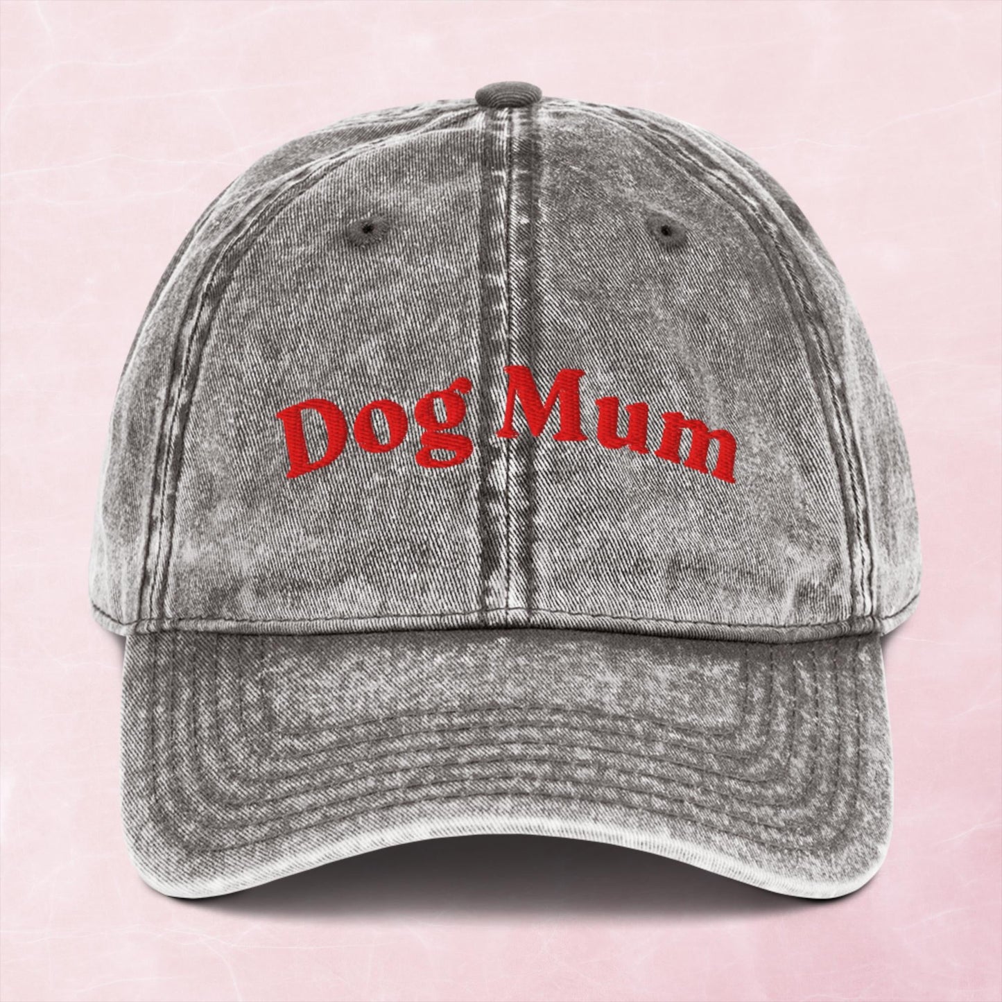 Cool quirky dog mum embroidered word Vintage effect Cotton Twill Cap