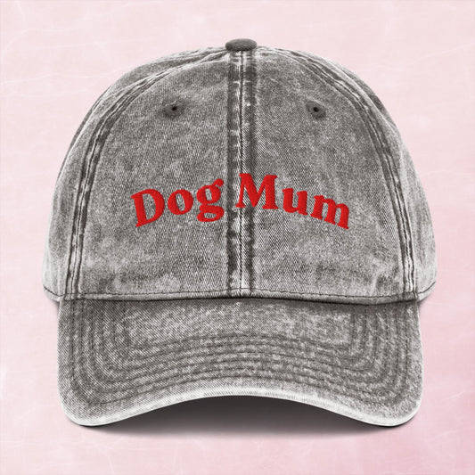 Cool quirky dog mum embroidered word Vintage effect Cotton Twill Cap