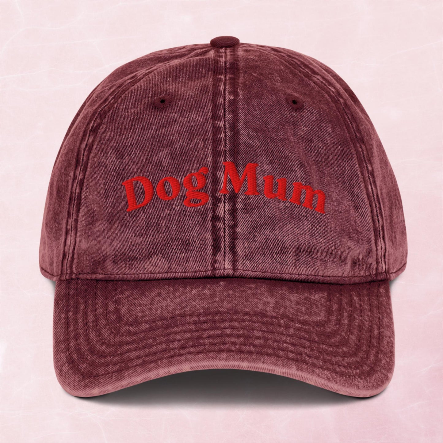 Cool quirky dog mum embroidered word Vintage effect Cotton Twill Cap