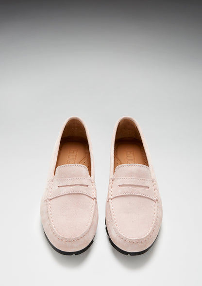 Women's Tyre Sole Penny Loafers, ice pink suede