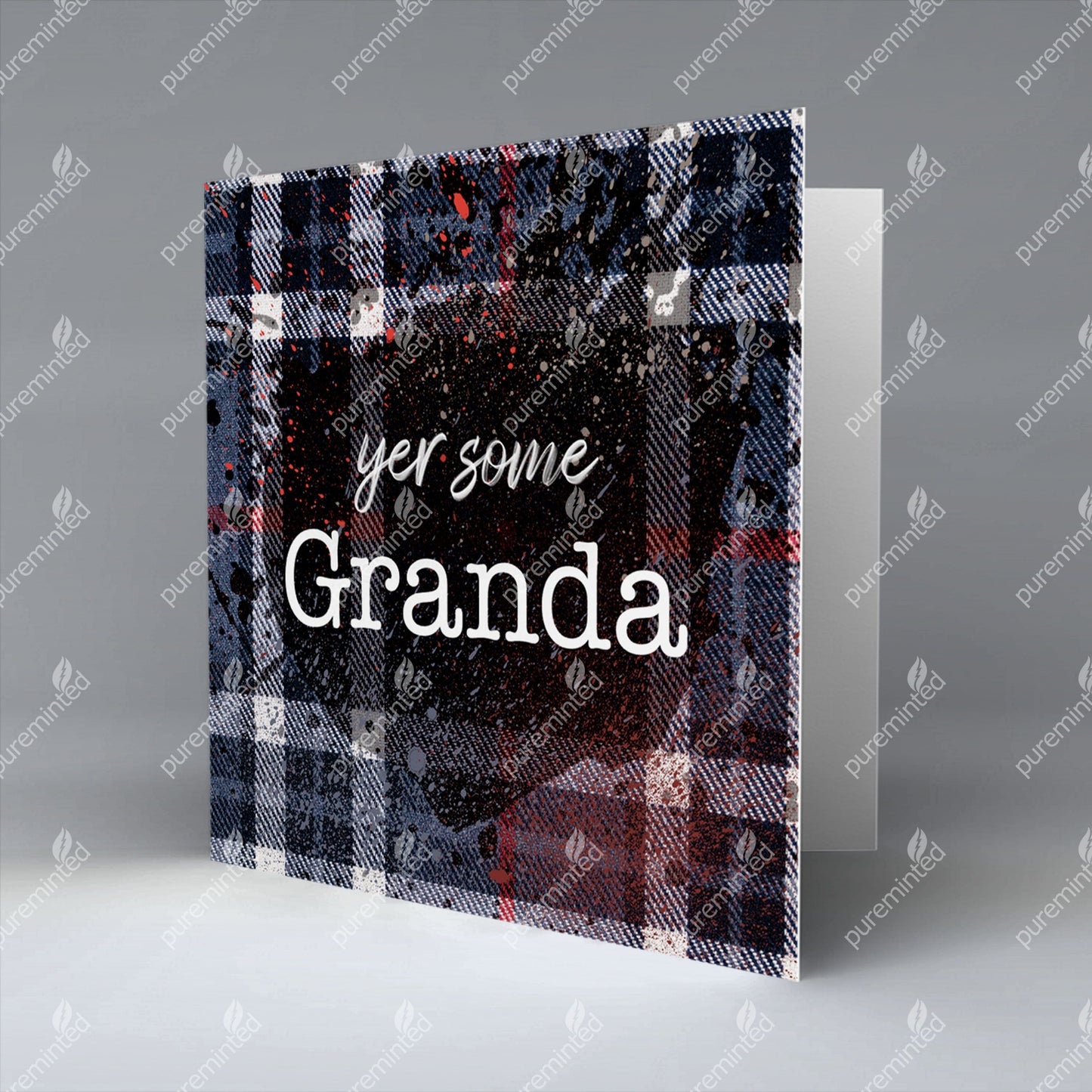 Yer Some Granda - Dark Blue Tartan - Greetings Card