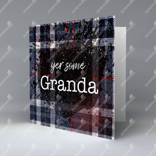 Yer Some Granda - Dark Blue Tartan - Greetings Card