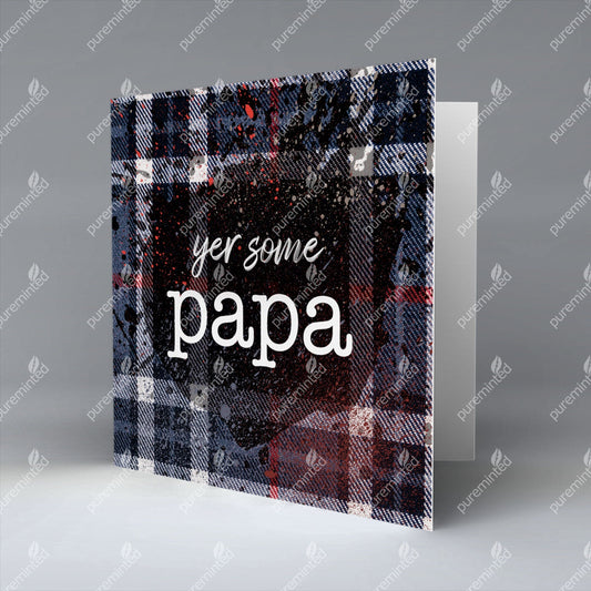 Yer Some Papa - Dark Blue Tartan - Greetings Card